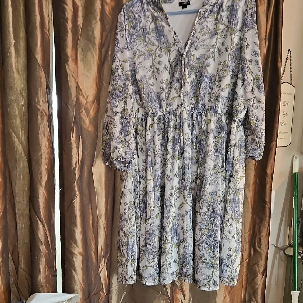 Floral Blue and White Dress